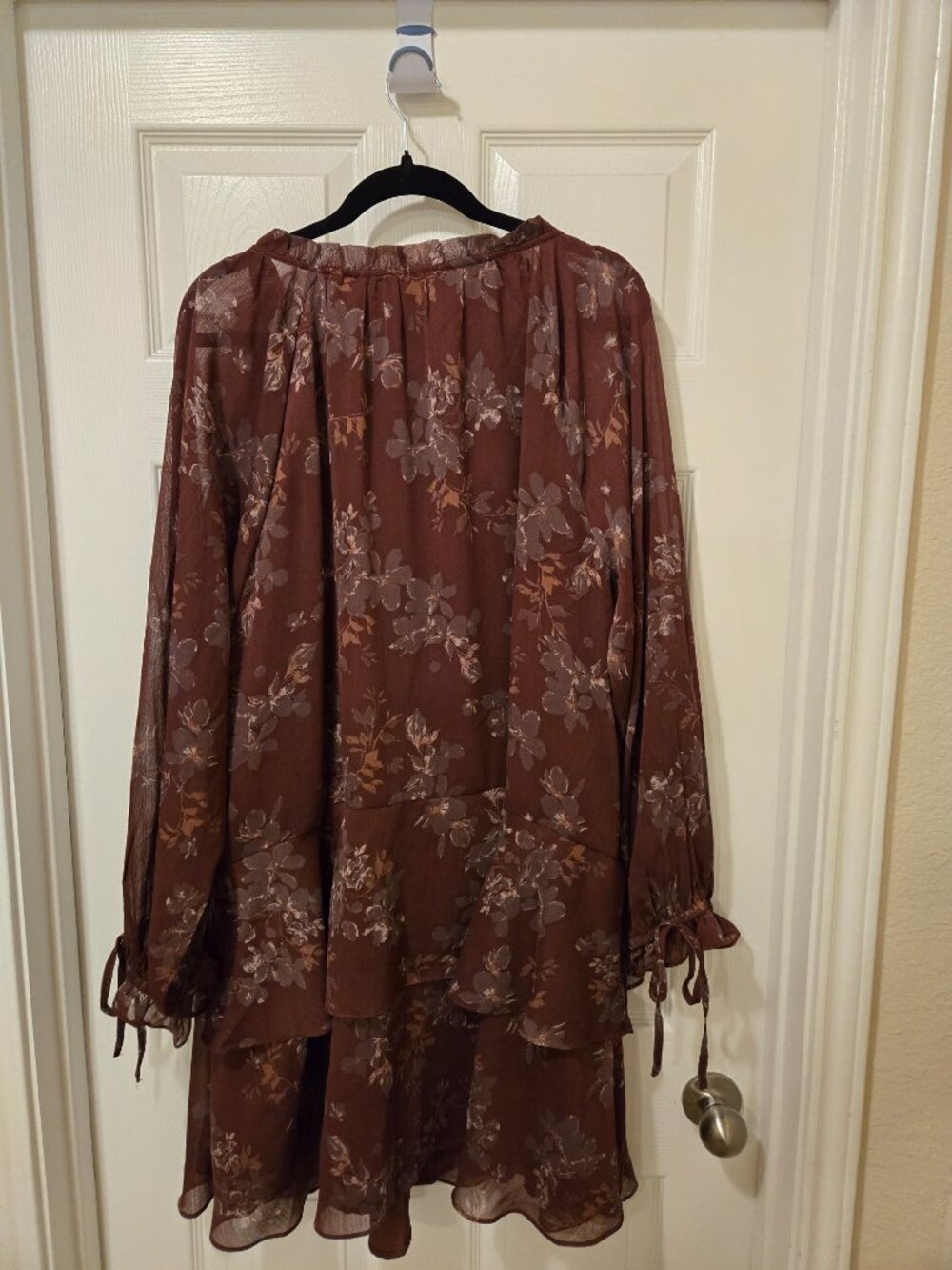 torrid Brown Floral Tiered Ruffle Midi Dress - Picture 11 of 12